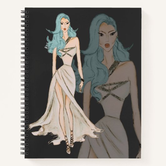 Aquarellfarben-Mode-Modell Notizblock (Vorderseite)