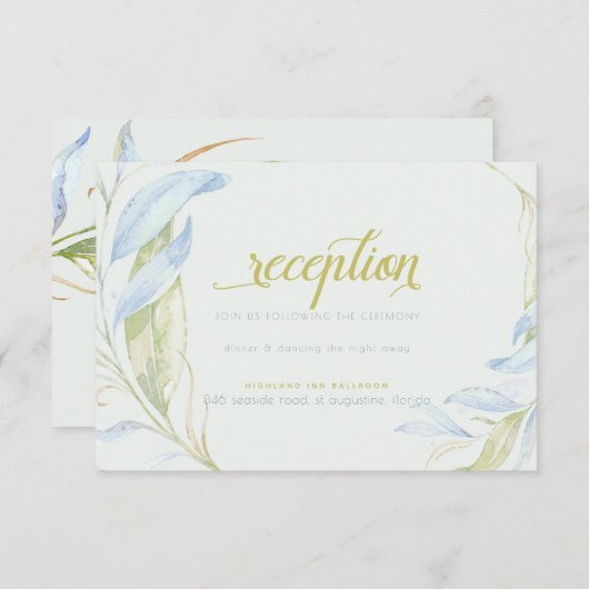 Aquarellfarben Moderne Boho Leafy Branchen Empfang Einladung (Vorne/Hinten)