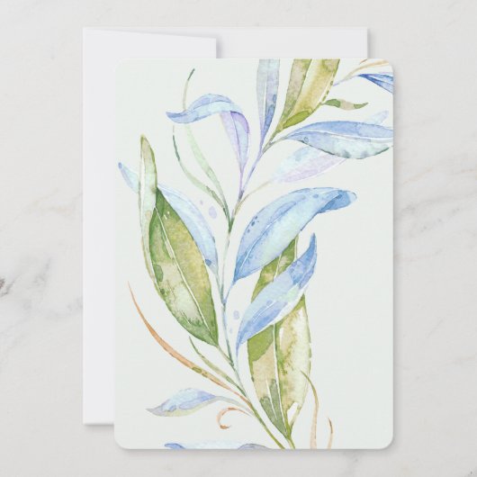 Aquarellfarben Moderne Boho Leafy Branchen STD Save The Date (Rückseite)
