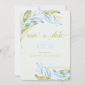 Aquarellfarben Moderne Boho Leafy Branchen STD Save The Date (Vorderseite)