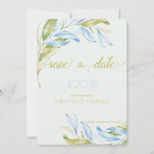 Aquarellfarben Moderne Boho Leafy Branchen STD Save The Date