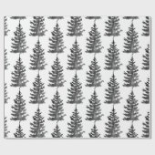 Aquarellfarben Monochrome Winter Weihnachtsbaum Sc Geschenkpapier (Flach)
