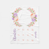 Aquarellfarben-Monogram-Baby-Meilenstein-Foto Fleecedecke (Vorderseite)