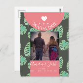Aquarellfarben Monsteras Rosa Save the Date Postka Postkarte (Vorne/Hinten)