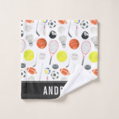 Aquarellfarben Multi Sport Muster Balls Kid Boy Na Badhandtuch Set (Waschlappen)