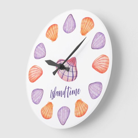 Aquarellfarben-Muscheln-Uhr Große Wanduhr (Winkel)