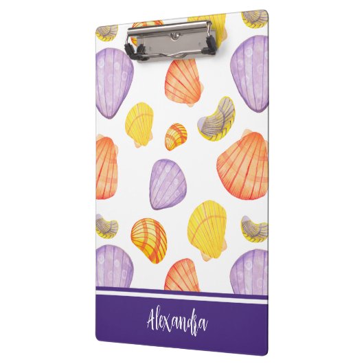 Aquarellfarben-Muscheln-Zwischenablage mit Namen Klemmbrett (Links)