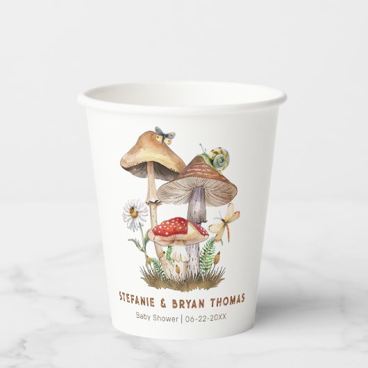 Aquarellfarben Mushroom Baby Shooting Paper Cups | Pappbecher (Vorderseite)
