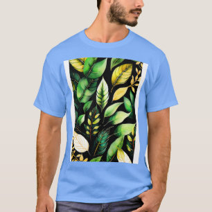 Aquarellfarben - Muster der grünen Blätter T-Shirt