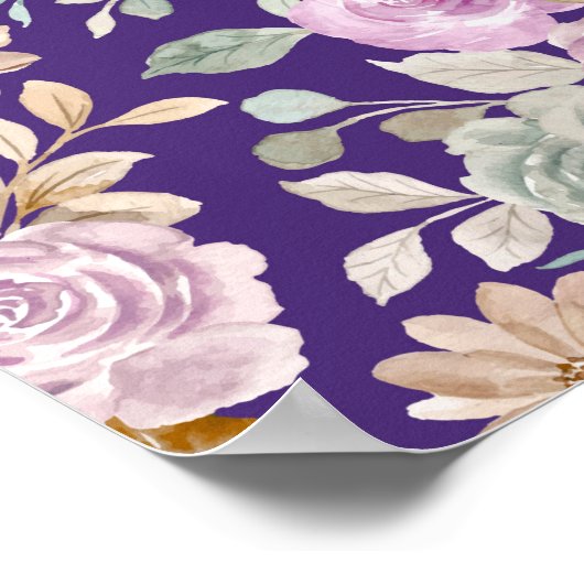 Aquarellfarben Nahtlose Blume Poster (Ecke)