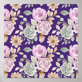 Aquarellfarben Nahtlose Blume Poster