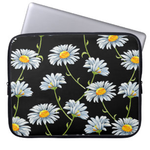 Aquarellfarben. Nahtloser floraler Hintergrund mit Laptopschutzhülle