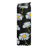 Aquarellfarben. Nahtloser floraler Hintergrund mit Thermosbecher (Nach links gedreht)