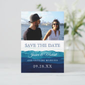 Aquarellfarben-Navy-Deep-Blue-Foto Save The Date (Stehend Vorderseite)
