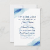 Aquarellfarben-Navy-Deep-Blue-Foto Save The Date (Rückseite)