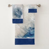Aquarellfarben Navy White Nautical Seashell Badezi Badhandtuch Set (Insitu)