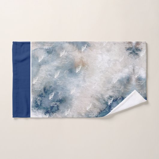 Aquarellfarben Navy White Nautical Seashell Badezi Badhandtuch Set (Handtuch)
