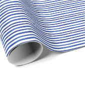 Aquarellfarben-Navy- & White Strip-Muster Geschenkpapier (Rolleneckpunkt)