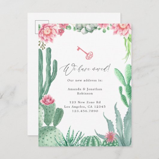 Aquarellfarben - neue Adresse Ankündigungspostkarte (Vorne/Hinten)