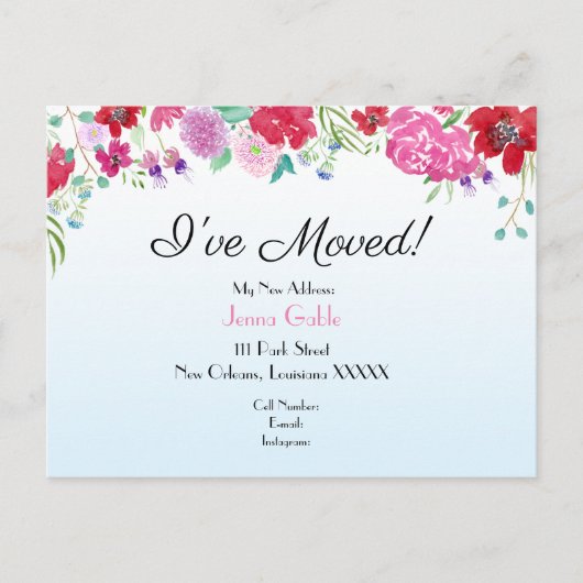 Aquarellfarben Neue Adressverschiebung Ankündigungspostkarte (Vorderseite)