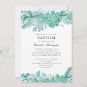 Aquarellfarben. Neutrale Minze Wintertaufe Einladung (Vorderseite)