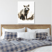 Aquarellfarben Neutrale Sepia-Farben Wildtierfuchs Leinwanddruck (Insitu (Schlafzimmer))