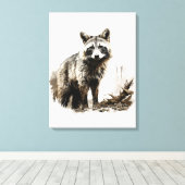 Aquarellfarben Neutrale Sepia-Farben Wildtierfuchs Leinwanddruck (Insitu (Holzboden))
