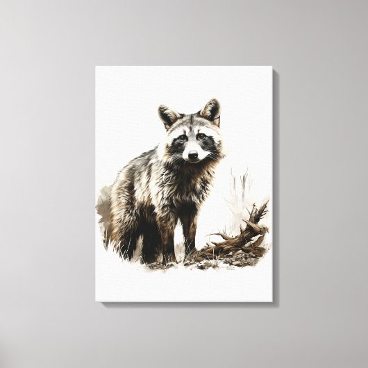 Aquarellfarben Neutrale Sepia-Farben Wildtierfuchs Leinwanddruck (Vorderseite)