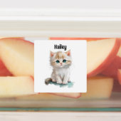 Aquarellfarben Niedlich Kitten mit blauen Augen Etiketten (Befestigt)