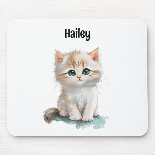 Aquarellfarben Niedlich Kitten mit blauen Augen Mousepad (Vorne)