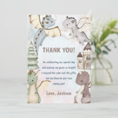 Aquarellfarben Niedlicher Drache Geburtstag Danke  Einladung (Stehend Vorderseite)