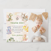 Aquarellfarben Niedlicher Drache Geburtstag Danke Einladung (Vorderseite)