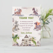 Aquarellfarben Niedlicher Drache Geburtstag Danke  Einladung (Stehend Vorderseite)