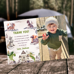 Aquarellfarben Niedlicher Drache Geburtstag Danke  Einladung