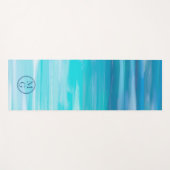 Aquarellfarben Ombre Abstrakt Navy Blue Aqua Monog Yogamatte (Vorderseite (Horizontal))