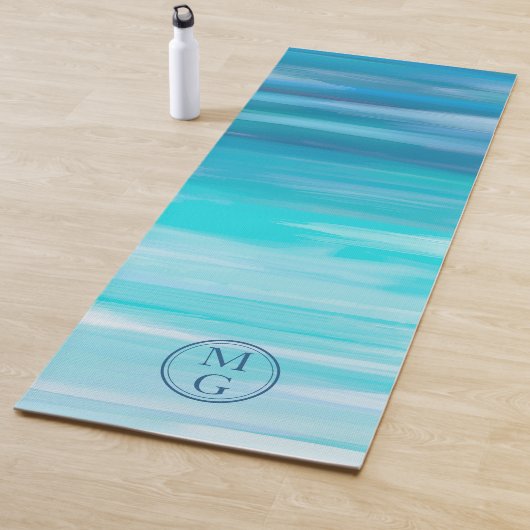 Aquarellfarben Ombre Abstrakt Navy Blue Aqua Monog Yogamatte (Beispiel)
