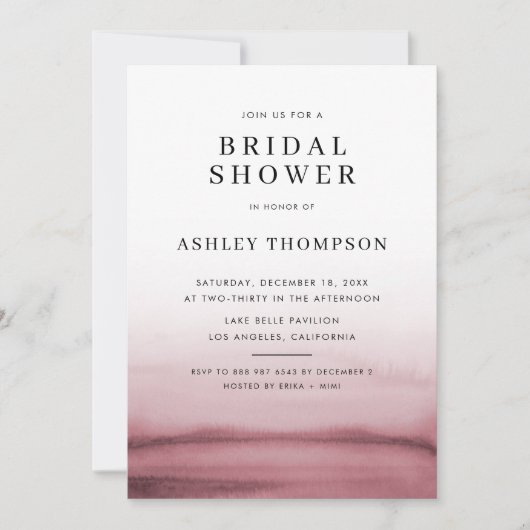 Aquarellfarben Ombre Red Modern Brautparty Einladung (Vorderseite)