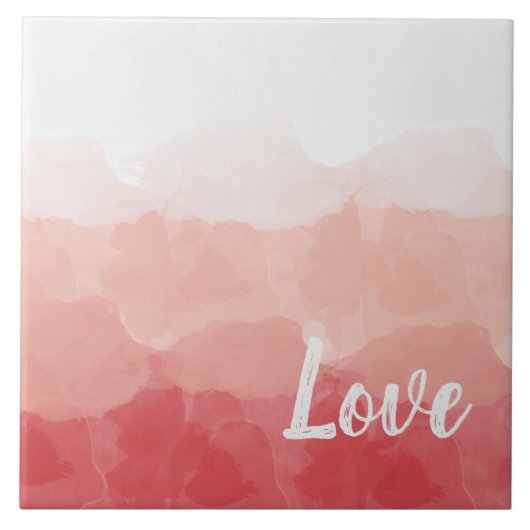 Aquarellfarben Ombre Rot und Rosa Gradient Liebe Fliese (Vorderseite)