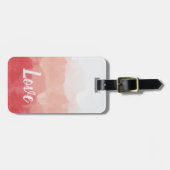 Aquarellfarben Ombre Rot und Rosa Gradient Liebe Gepäckanhänger (Vorderseite horizontal)