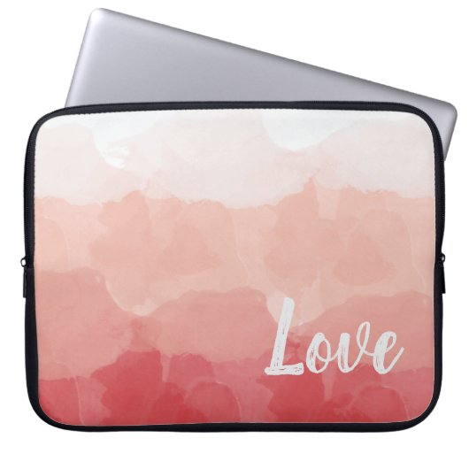 Aquarellfarben Ombre Rot und Rosa Gradient Liebe Laptopschutzhülle (Vorderseite)