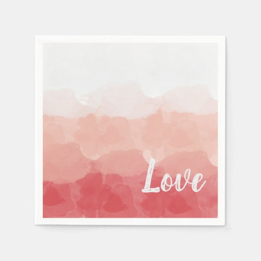 Aquarellfarben Ombre Rot und Rosa Gradient Liebe Serviette (Vorderseite)