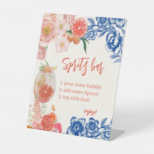 Aquarellfarben Orange Aperol Spritz Bar Brautparty Sockelschild (Vorderseite)