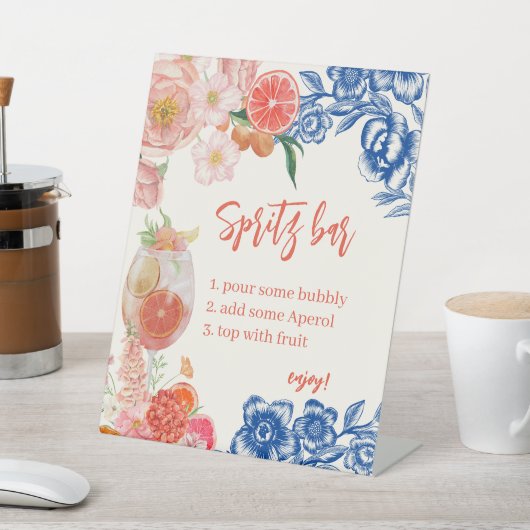 Aquarellfarben Orange Aperol Spritz Bar Brautparty Sockelschild (In SItu)