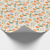 Aquarellfarben Orange & Blätter auf Weiß Geschenkpapier (Ecke)