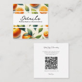 Aquarellfarben Orange-Blätter Hochzeitdetails Quadratische Visitenkarte (Vorne/Hinten)