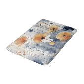Aquarellfarben Orange Blume Blue Indigo Design 347 Badematte (Schrägansicht)