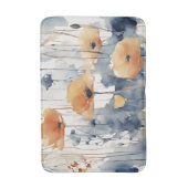 Aquarellfarben Orange Blume Blue Indigo Design 347 Badematte (Vorderseite Vertikal)