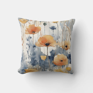 Aquarellfarben Orange Blume Blue Indigo Design 347 Kissen