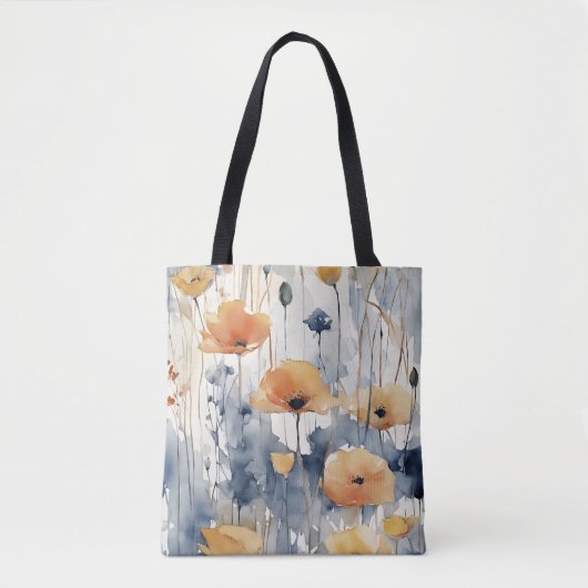 Aquarellfarben Orange Blume Blue Indigo Design 347 Tasche (Vorderseite)