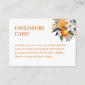 Aquarellfarben Orange Citrus Mandarin Grüne Begleitkarte (Vorderseite)